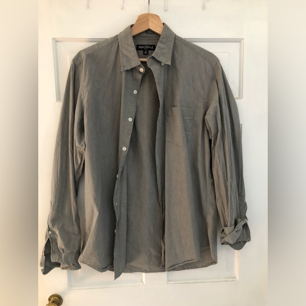 J. Crew Mercantile Flex Button-Up Shirt - Light Gray